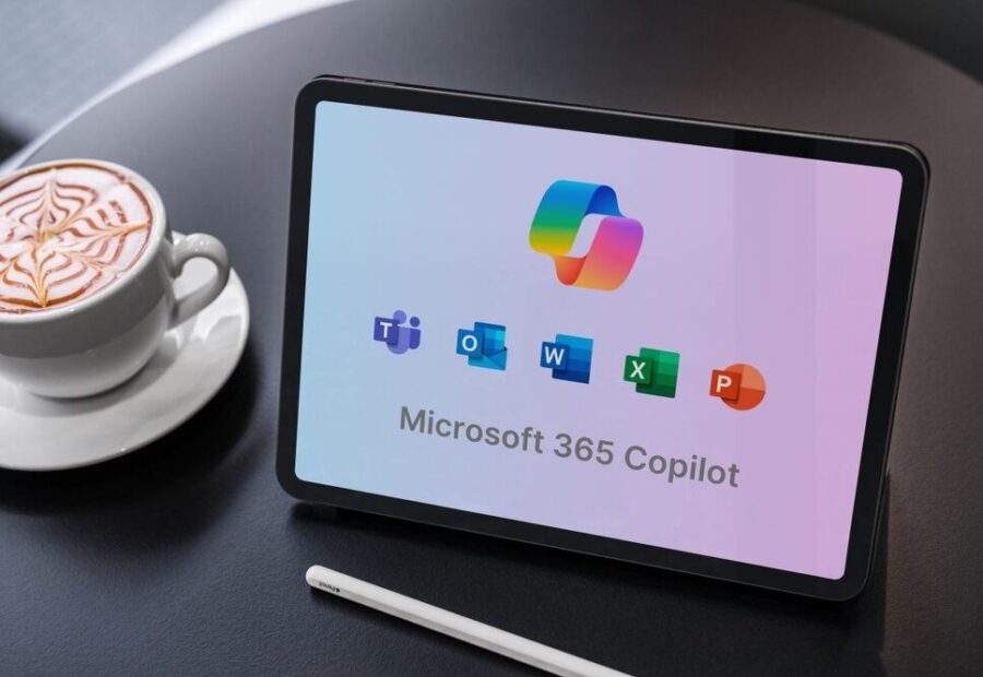 Logo di Microsoft con sfondo di tecnologia