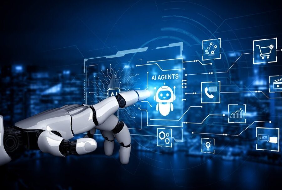 Lavoratori che utilizzano intelligenza artificiale in ufficio